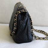 Chanel Black Calfskin Chain Me Flap with Gold Hardware