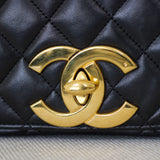 Vintage Chanel Black Lambskin Full Flap with 24k Gold Hardware