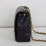 Vintage Chanel Black Lambskin Full Flap with 24k Gold Hardware