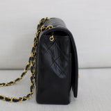 Vintage Chanel Black Lambskin Full Flap with 24k Gold Hardware