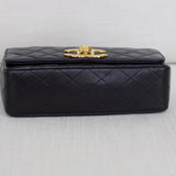Vintage Chanel Black Lambskin Full Flap with 24k Gold Hardware