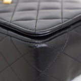 Vintage Chanel Black Lambskin Full Flap with 24k Gold Hardware