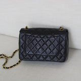 Vintage Chanel Black Lambskin Full Flap with 24k Gold Hardware