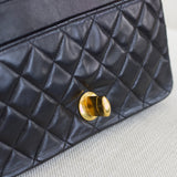 Vintage Chanel Black Lambskin Full Flap with 24k Gold Hardware