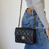 Vintage Chanel Black Caviar Mini Square with 24k Gold Hardware (Pending)
