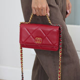 Chanel 19K Red Goatskin 19 Wallet on Chain with Mixed-Metal Hardware