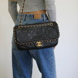 Chanel Black Calfskin Chain Me Flap with Gold Hardware