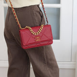 Chanel 19K Red Goatskin 19 Wallet on Chain with Mixed-Metal Hardware