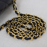 Vintage Chanel Black Lambskin Full Flap with 24k Gold Hardware