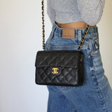 Vintage Chanel Black Caviar Mini Square with 24k Gold Hardware (Pending)