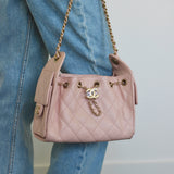 Chanel Light Pink Caviar Mini 25 Hobo Bag with Aged Gold Hardware