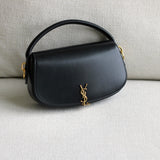 Saint Laurent Black Calfskin Voltaire Top Handle with Gold Hardware