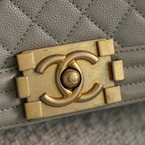 Chanel Grey Caviar Small Boy with Aged Gold Hardware