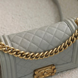 Chanel Grey Caviar Small Boy with Aged Gold Hardware