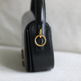 Saint Laurent Black Calfskin Voltaire Top Handle with Gold Hardware