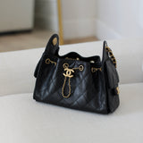 Chanel 26C Black Caviar Mini 25 Hobo with Aged Gold Hardware