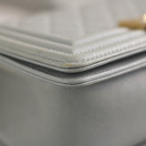 Chanel Grey Caviar Small Boy with Aged Gold Hardware