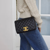 Vintage Chanel Black Lambskin Full Flap with 24k Gold Hardware