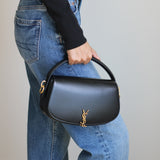 Saint Laurent Black Calfskin Voltaire Top Handle with Gold Hardware