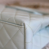 Chanel Light Blue Calfskin Nano Kelly Top Handle with Aged Gold Hardware