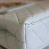 Chanel Light Blue Calfskin Nano Kelly Top Handle with Aged Gold Hardware