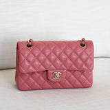 Chanel 19B Pink Caviar Small Classic Flap with Light Gold Hardware