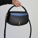 Saint Laurent Black Calfskin Voltaire Top Handle with Gold Hardware