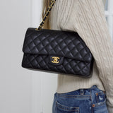 Chanel Black Caviar Medium Classic Flap with Gold Hardware