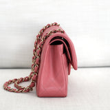 Chanel 19B Pink Caviar Small Classic Flap with Light Gold Hardware
