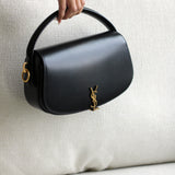 Saint Laurent Black Calfskin Voltaire Top Handle with Gold Hardware