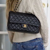 Chanel Black Caviar Medium Classic Flap with Gold Hardware