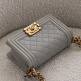 Chanel Grey Caviar Small Boy with Aged Gold Hardware
