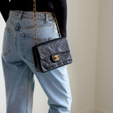 Vintage Chanel Black Lambskin Mini Square with24k Gold Hardware