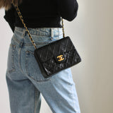 Vintage Chanel Black Lambskin Mini Square with24k Gold Hardware