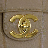 Vintage Chanel Beige Caviar Vertical Jumbo with 24k Gold Hardware