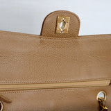Vintage Chanel Dark Beige Caviar Medium Classic Flap with 24k Gold Hardware