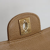 Vintage Chanel Dark Beige Caviar Medium Classic Flap with 24k Gold Hardware