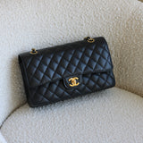 Vintage Black Caviar Medium Classic Flap with 24k Gold Hardware