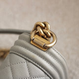 Chanel Grey Caviar Small Boy with Aged Gold Hardware