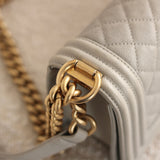 Chanel Grey Caviar Small Boy with Aged Gold Hardware