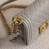 Chanel Grey Caviar Small Boy with Aged Gold Hardware