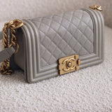 Chanel Grey Caviar Small Boy with Aged Gold Hardware