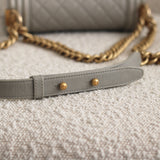 Chanel Grey Caviar Small Boy with Aged Gold Hardware
