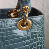 Dior Teal Croc Medium Lady Dior