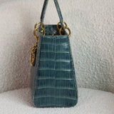 Dior Teal Croc Medium Lady Dior