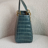 Dior Teal Croc Medium Lady Dior