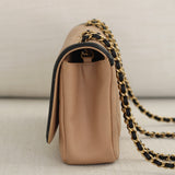 Chanel Beige & Black Caviar Small Filigree Flap with Aged Gold Hardware