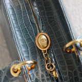 Dior Teal Croc Medium Lady Dior