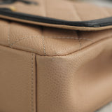 Chanel Beige & Black Caviar Small Filigree Flap with Aged Gold Hardware