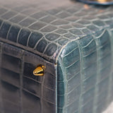 Dior Teal Croc Medium Lady Dior